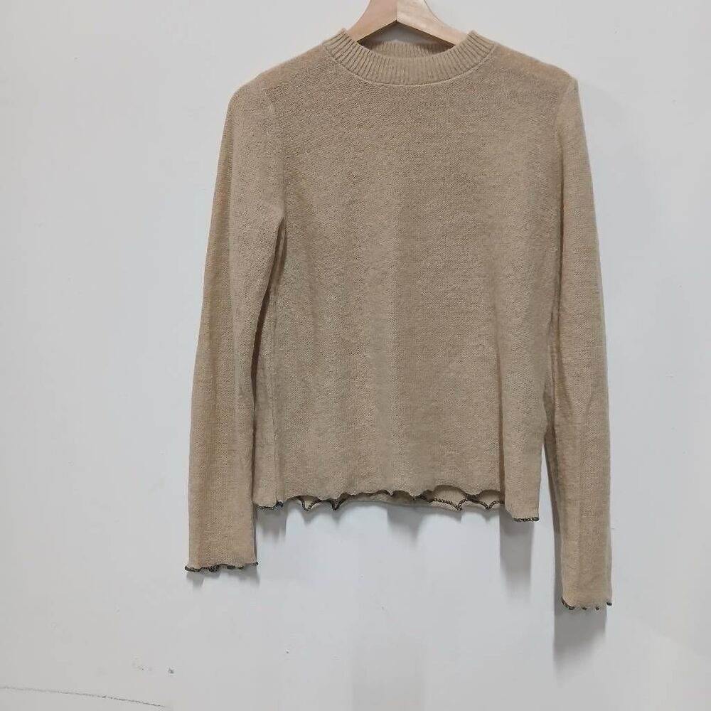Zara womens small mockneck lightweight sweater alpaca camel lightweight tan